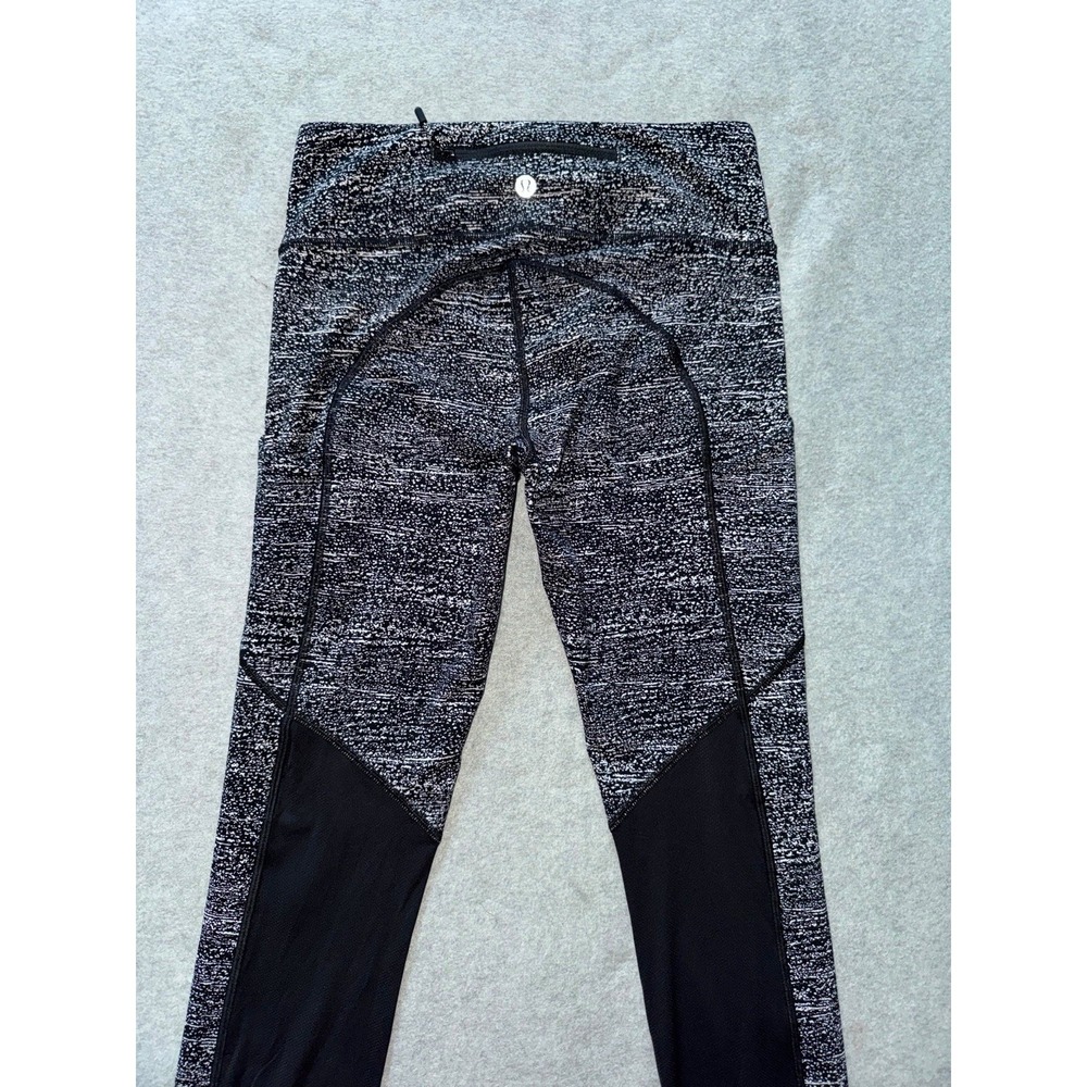 LULULEMON Women's Fit Physique Tight Pant Jacquard Black White Mesh Gauge Sz 4 - Picture 6 of 10